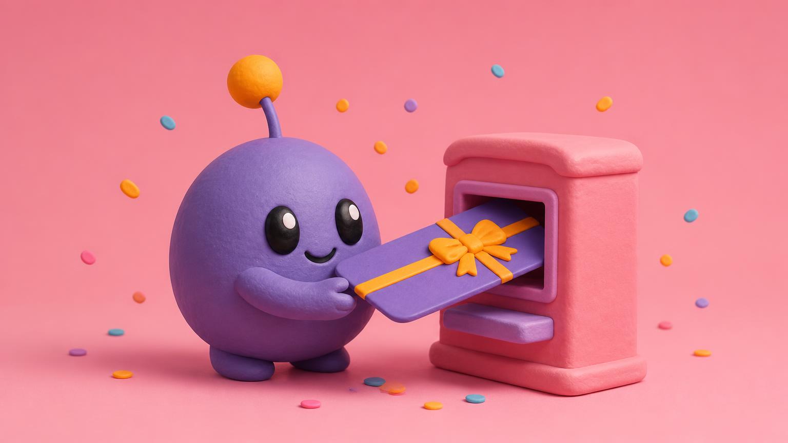 Mascot illustration redeeming a gift card reward